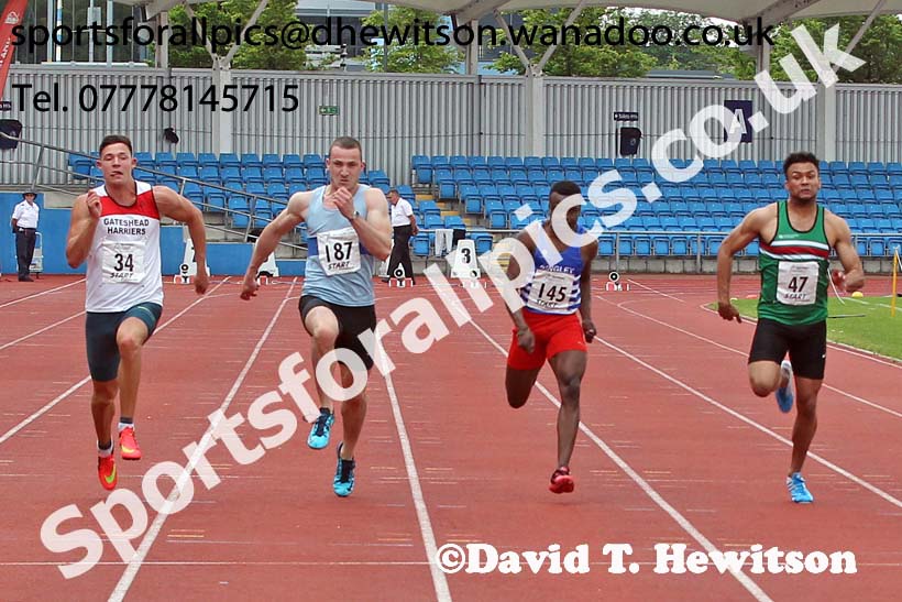 Mens  senior 100 metres, Northern Senior and Under-20s Track and Field Champs., Manchester. Photo: David T. Hewitson/Sports for All Pics